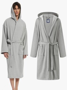 UNISEX HOODED BATHROBE SWEATSHIRT MATERIAL fleece lining Mothers Day gift sporty